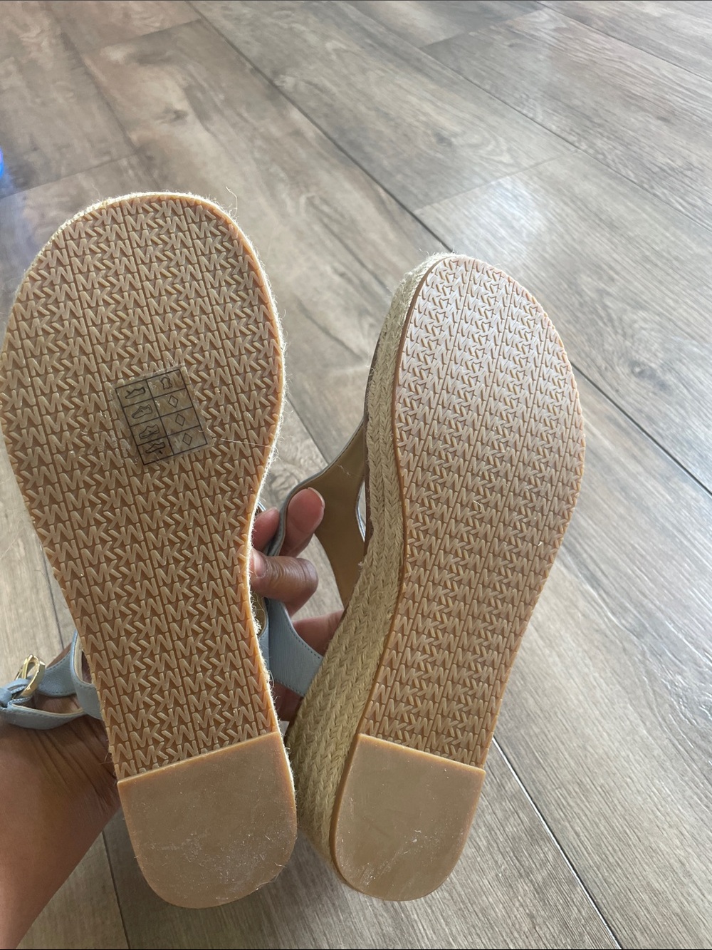 Michael Kors Light Blue MK Logo Espadrille Wedge Sandals - Picture 8 of 8